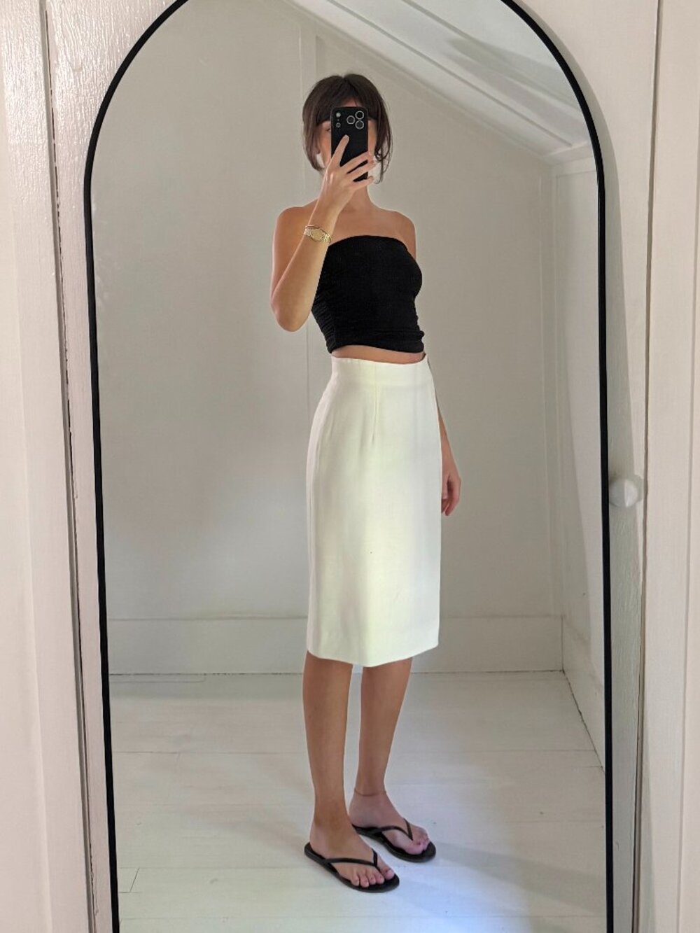 Liz Claiborne Vintage 90s Midi Pencil Skirt Size 8P White